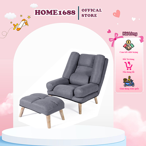 Ghế Lười Thư Giãn Cao Cấp, Ghế Sofa Bành Nằm Đọc Sách Báo Nghỉ Ngơi Ngả 180°, Cấu Tạo Cực Êm, Khung Ghế Chắc Chắn(Có 4 Màu) - HOME1688