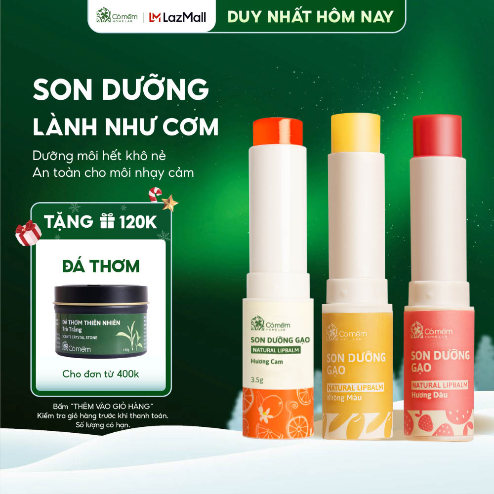 [TRỢ GIÁ 10%] Son Dưỡng Môi Son Dưỡng Gạo  Lành Như Cơm Dưỡng Ẩm Mềm Môi Giảm Thâm Môi Cỏ Mềm Homelab 3,6g