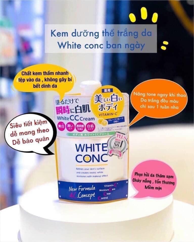 Chính hãng - 💦🍋💦kem dưỡng trắng & make up body white conc cc cream 🍋💦🍋200g nhật bản