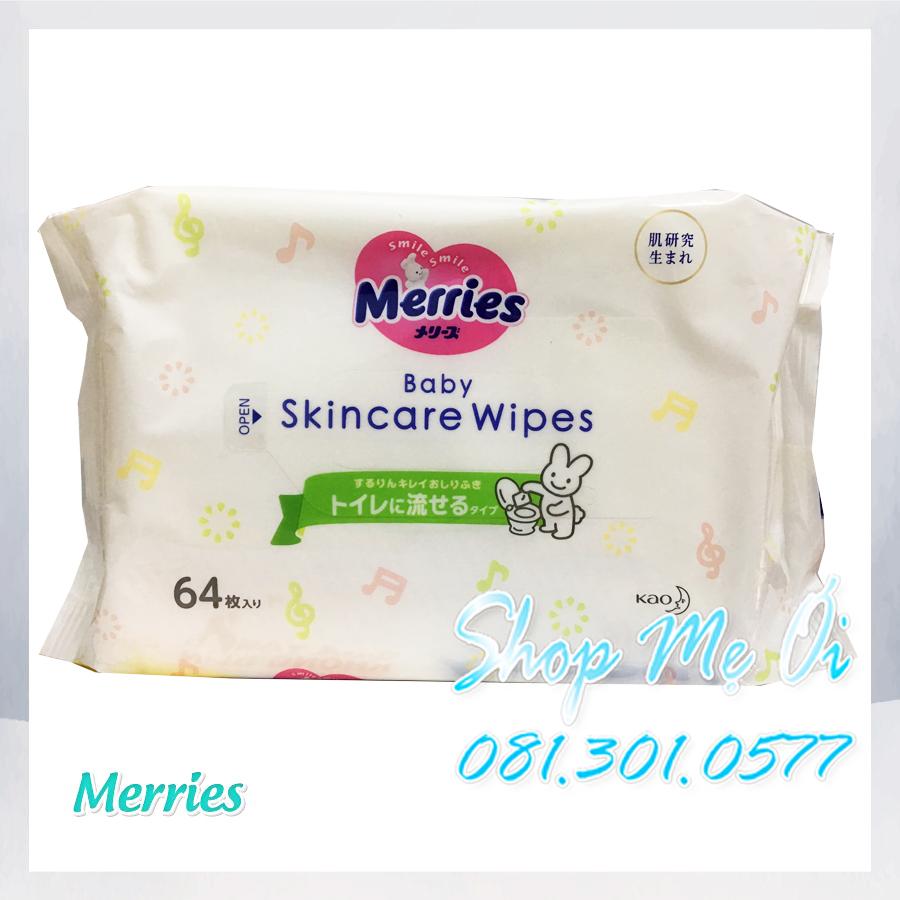 Khăn Giấy ướt Merries dưỡng da, tan trong nước 64 miếng/gói