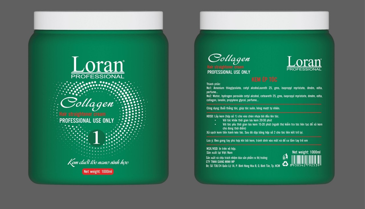 [HCM] CẶP KEM ÉP TÓC ( DUỖI) 1000ML×2 LORAN COLAGEN .ép tóc thẳng giúp tóc suôn bóng mượt tự ngiên.không mùi .