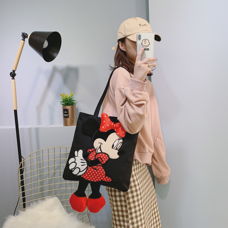 Túi vải canvas đeo vai hình chuột mickey đáng yêu 2020