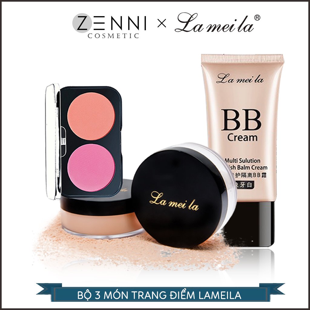 [SIÊU HÓT] Bộ 3 sản phẩm trang điểm Lameila tối ưu nhất cho mặt - Kem nền, phấn phủ, phấn má hồng
