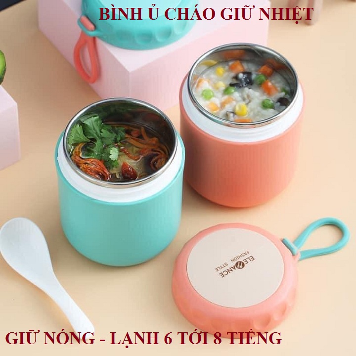 [GIỮ NÓNG LẠNH 8 TIẾNG] Bình ủ gạo thành cháo, Bình ủ cháo giữ nhiệt, Cốc giữ nhiệt nóng lạnh 430ml cao cấp, Nồi nấu cháo chậm + bảo hành 12 tháng kèm quà tặng