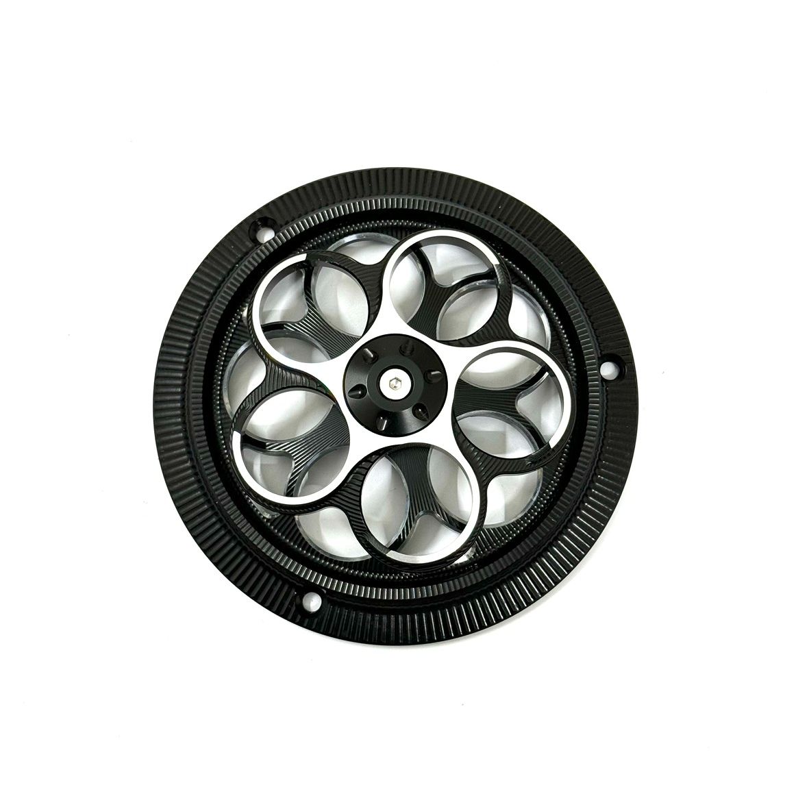 Ốp Quạt Gió CNC xoáy cho Vespa/vision/scoopy/Janus/Grande Full nhôm CNC Nổ Máy là Xoay Màu Đen