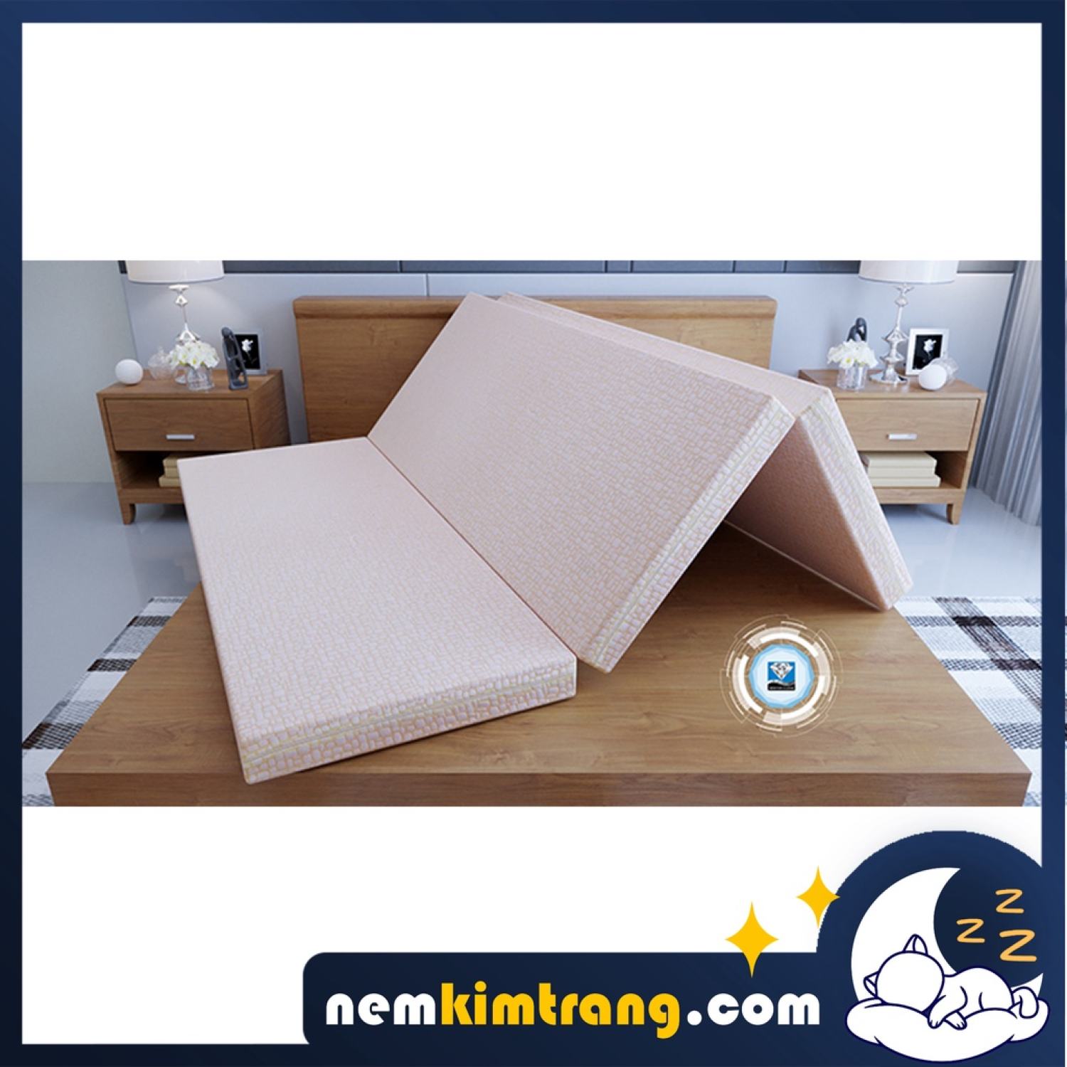 Nệm mousse gấp 3 thông hơi cao cấp kim cương - chính hãng, bảo hành 10 năm