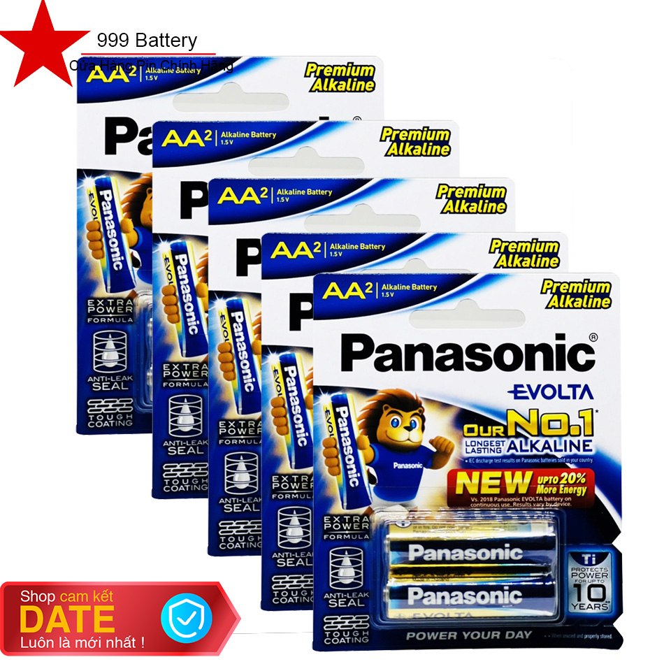 Combo 5 vỉ pin aaa 1,5v panasonic evolta lr03eg/2b hàng chính hãng