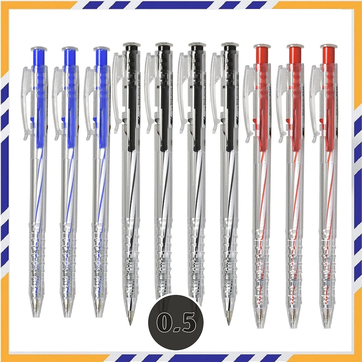 1 cái bút bi thiên long tl027 - bút bi xanh đen đỏ ngòi nhỏ 0.5mm - hàng loại i