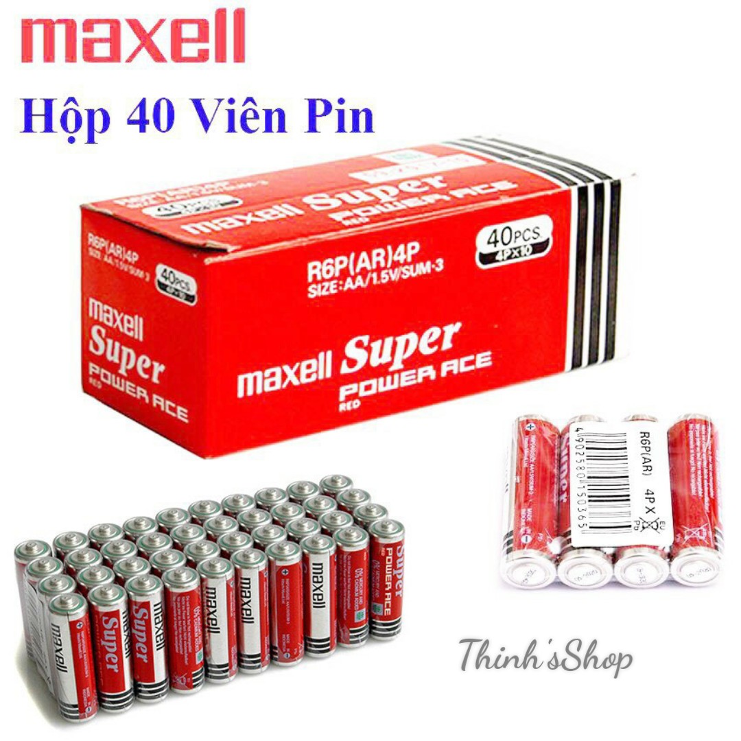 Hộp 40 viên pin tiểu AA 1.5V Maxell Power ACE R6P dùng cho đồ chơi, remote, đồng hồ treo tường