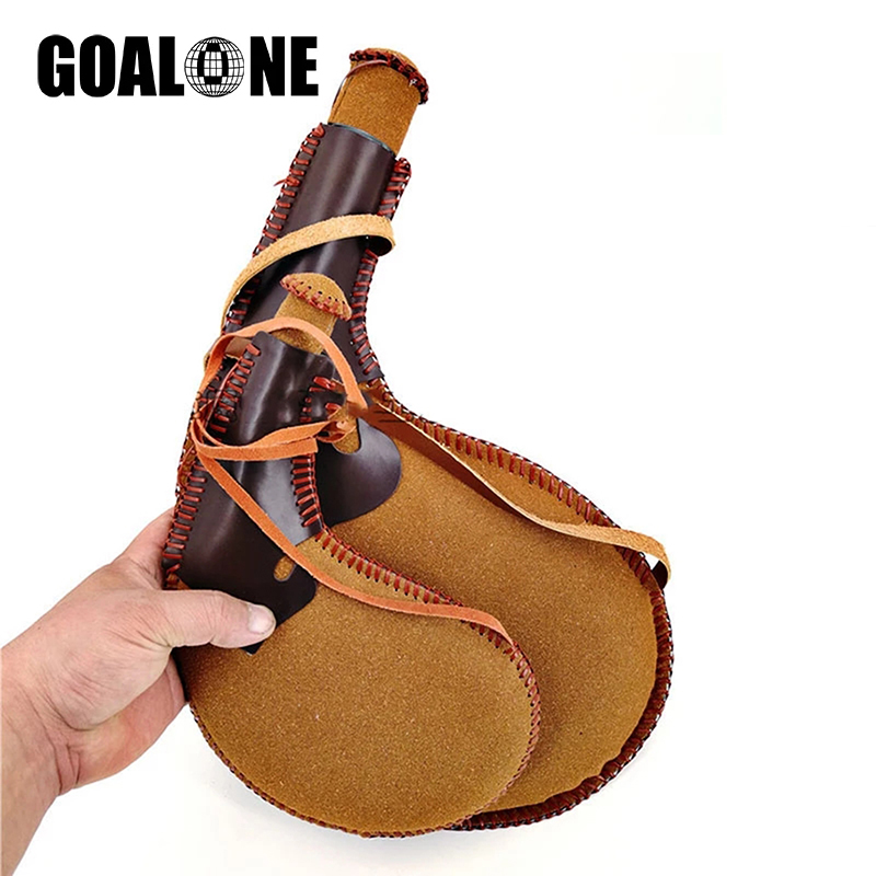 Goalone xách tay R Da Hip Flask handmade Thuyền Túi thủ công truyền thống nước Whisky chai ngoài trời drinkware