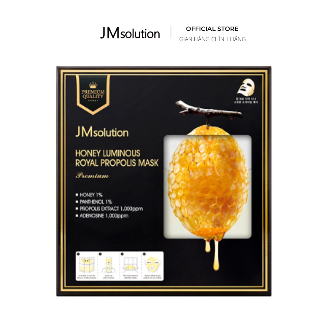 Mặt Nạ Mật Ong Cao Cấp JMSOLUTION HONEY LUMINOUS ROYAL PROPOLIS MASK PREMIUM (1 Hộp x 5 Miếng)