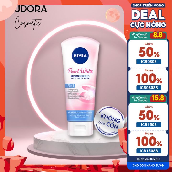 Sữa rửa mặt nivea pearl white giúp trắng da ngọc trai nữ 20g