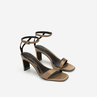 Giày Cao Gót VASCARA Ankle Strap Satin Charming - SDN 0670 - Màu Be Đậm. Size 37. New.