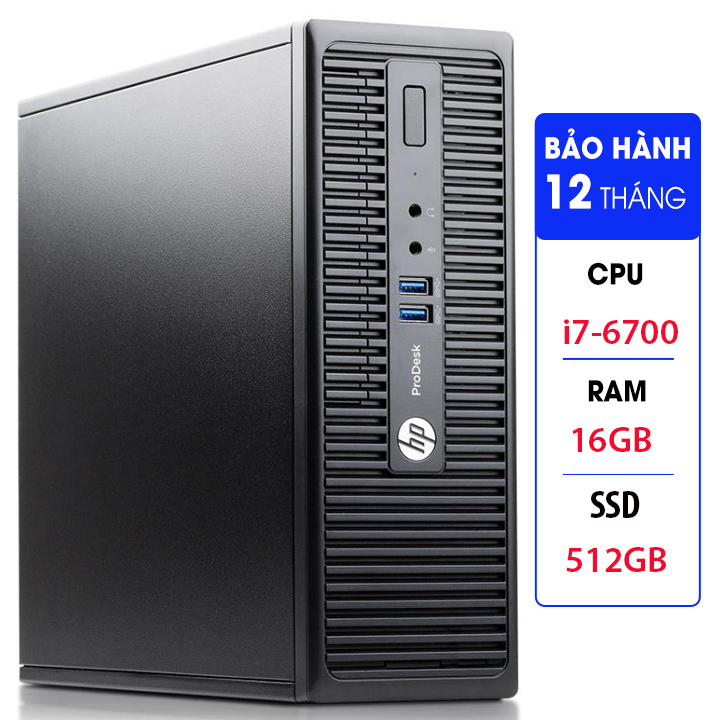 Case máy tính đồng bộ hp prodesk 400g3 sff, cpu core i7-6700, ram 16gb, ssd 512gb tặng usb thu wifi, bảo hành 12 tháng