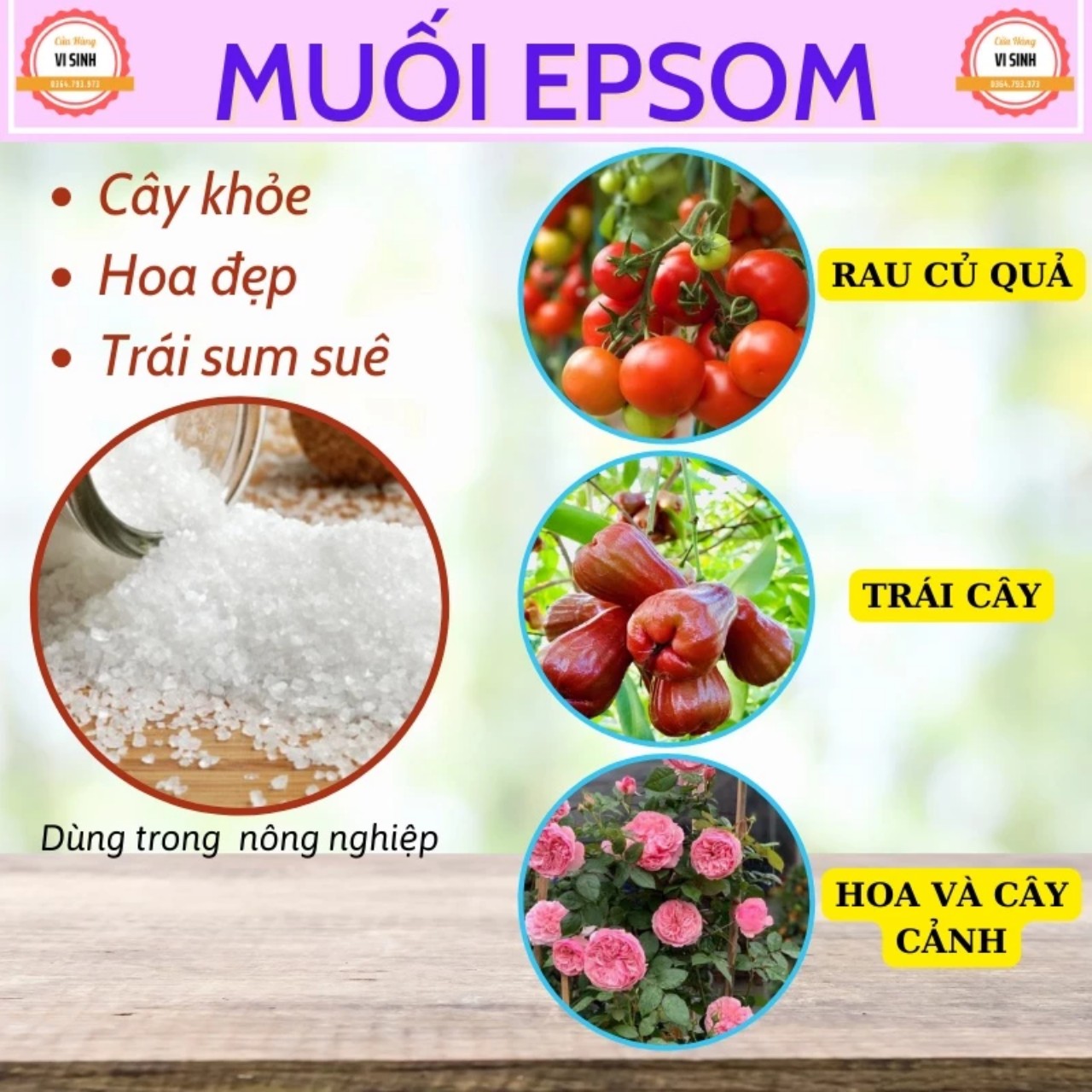 1kg Muối Epsom Làm Đẹp ,Spa ,Cây Trồng (MgSO4) Nhập Khẩu 100% Pháp (Hạt Tan Hoàn Toàn)