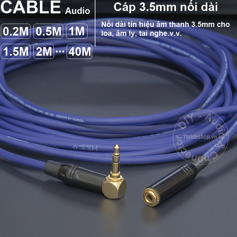 Cáp 3.5 nối dài diy 0.2 đến 40 mét - dây audio 3.5mm đực sang cái