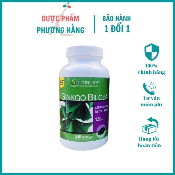 Viên Uống Bổ Não Ginkgo Biloba Trunature 340 Viên của Mỹ
