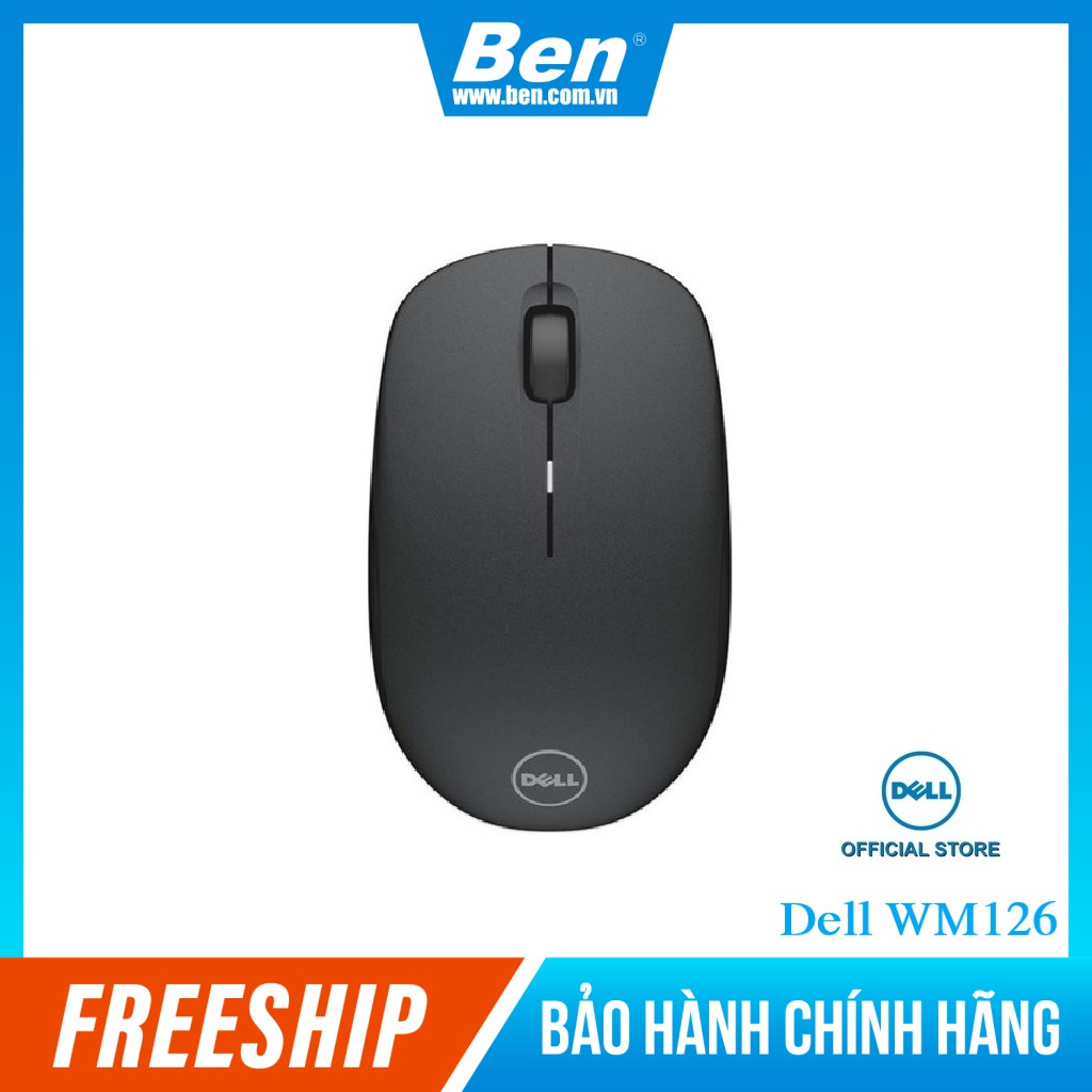 Chuột máy tính Không Dây Wireless Dell WM126 Chính Hãng - Pin 1 Năm Dùng Được Cho Macbook - Bảo Hành 1 năm - Ben computer store