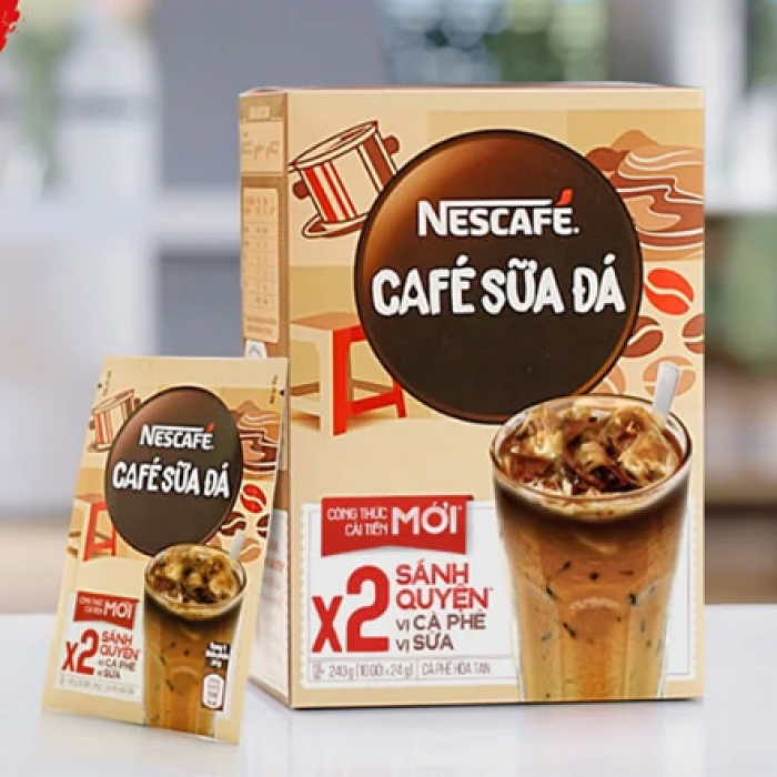 Cà Phê Sữa Đá Nescafe Nestle 3in1 công thức mới x2 sánh quyện hộp 10 góix