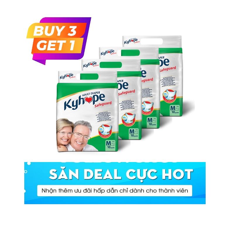 Combo 4 - tã dán người lớn kyhope safeguard 10 miếng, chất liệu cao cấp thoáng khí, không gây kích ứng da, thiết kế hiện đại
