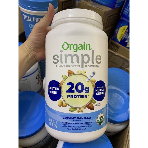 Bột Protein hữu cơ Orgain Simple Organic Protein Powder 925g Vị Vanilla