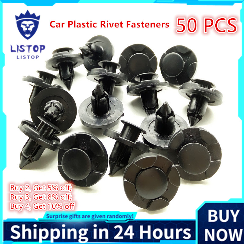【Giá thấp nhất】LISTOP 50 Cái Đinh Tán Nhựa Cho Xe Hơi Ô Tô Chốt Đẩy Bộ Kẹp Tấm Chắn Bùn Cản Xe