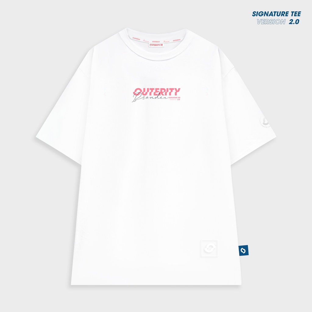 Áo thun outerity signature trắng in hồng ver2.0 - orp139