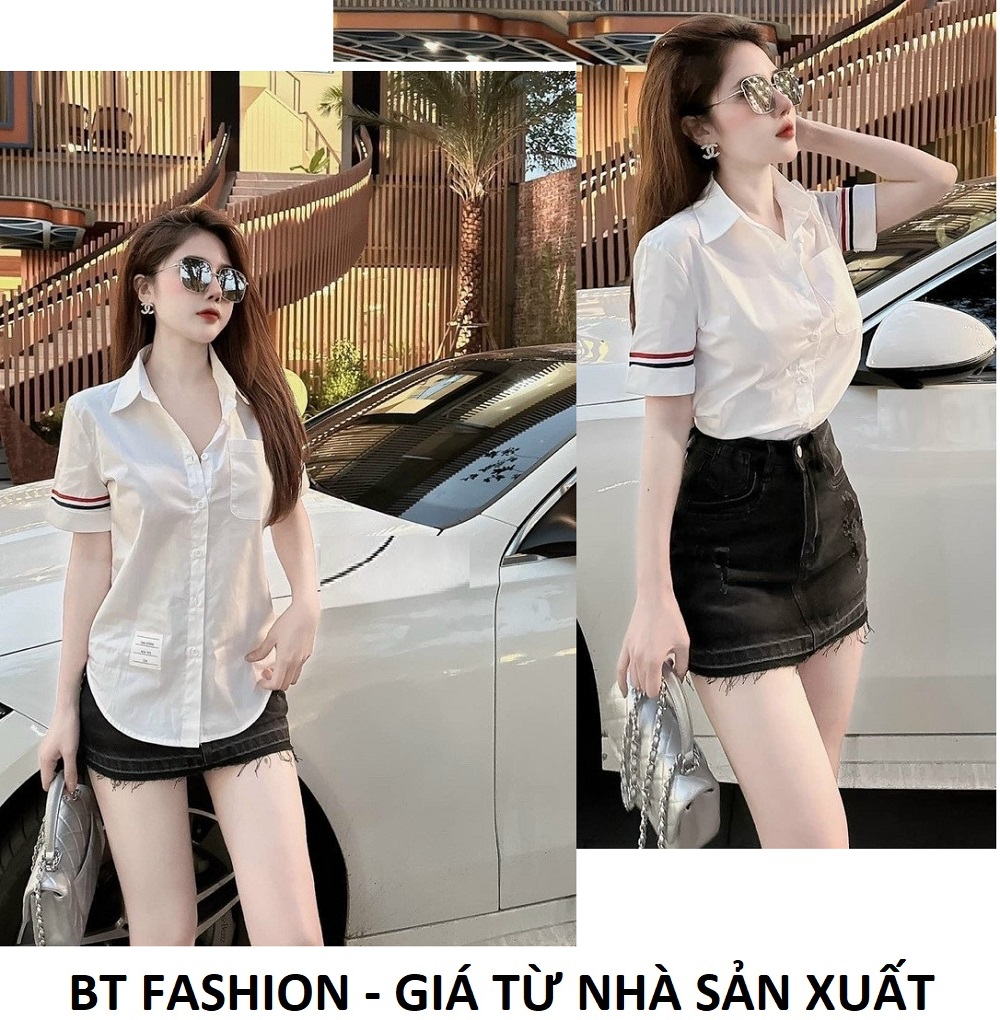 Áo Sơ Mi Tay Ngắn Viền Cổ Tay - BT Fashion AT02