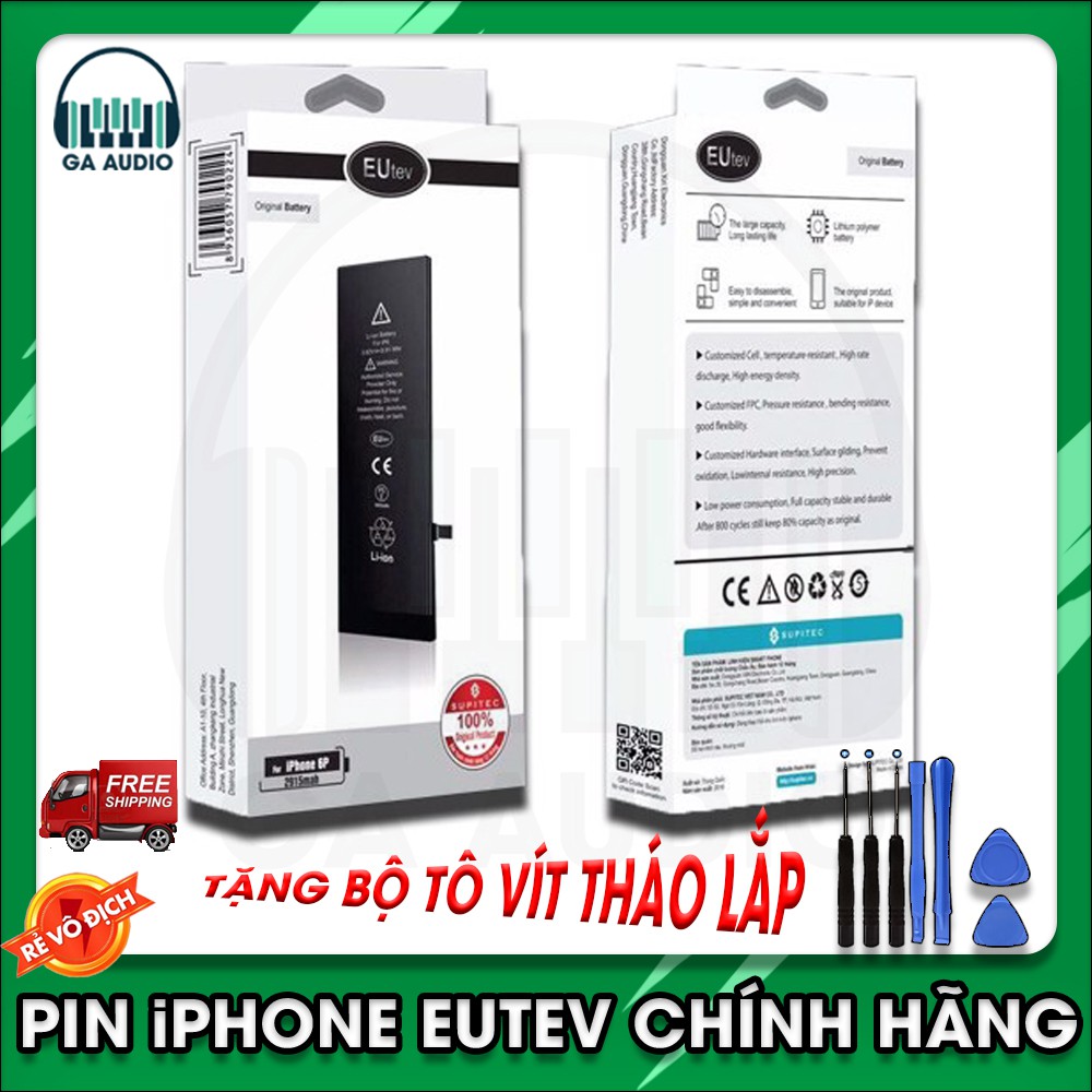 Pin iPhone EUTev chính hãng ,dành cho iphone4,4s,5,5s,6,6s,6plus,6splus,7,7plus,8,8plus,iphone x