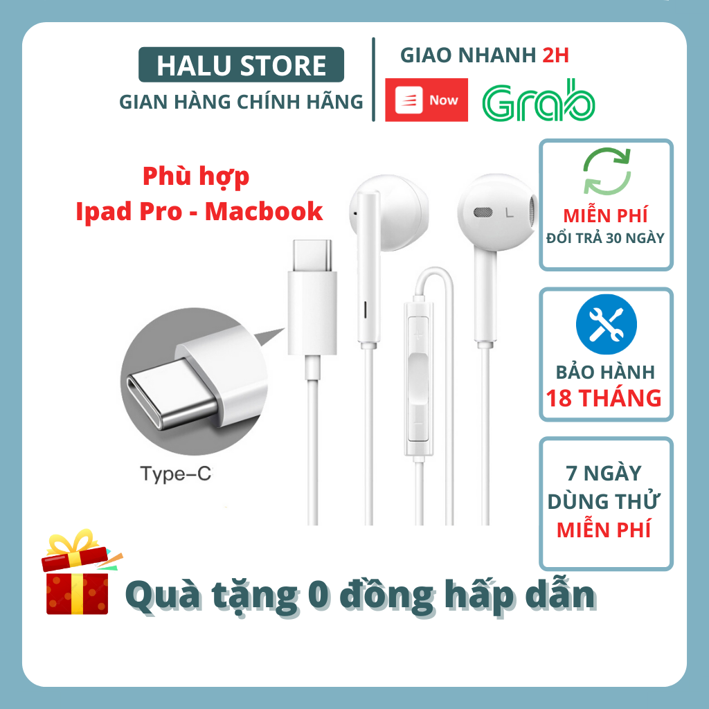 Tai nghe có dây type c Huawei cm33, tai phone gaming nhét tai Mate 10 Pro P20 por P30 Pro ipad pro macbook - halustore