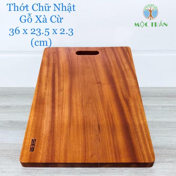 Thớt Chữ Nhật Gỗ Xà Cừ MỘC TRẦN kích thước 36 x 23 x 2.4 cm, dụng cụ nhà bếp dùng chặt, thái, cắt thức ăn - SẢN PHẨM TIÊU CHUẨN XUẤT KHẨU