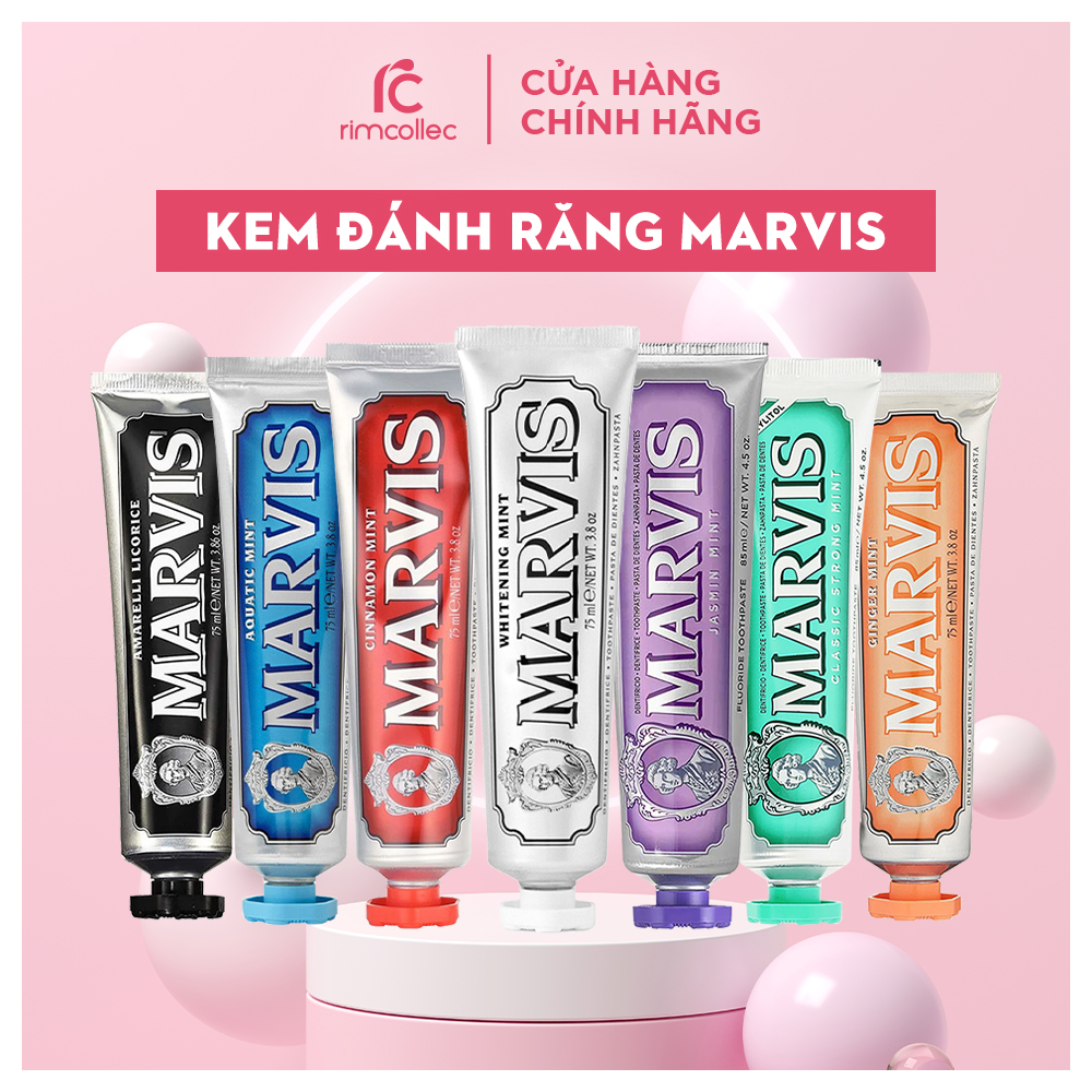 Kem đánh răng marvis classic 85ml - 9 hương vị, loại bỏ mảng bám, trắng răng thơm miệng, kem đánh răng trắng răng từ italy