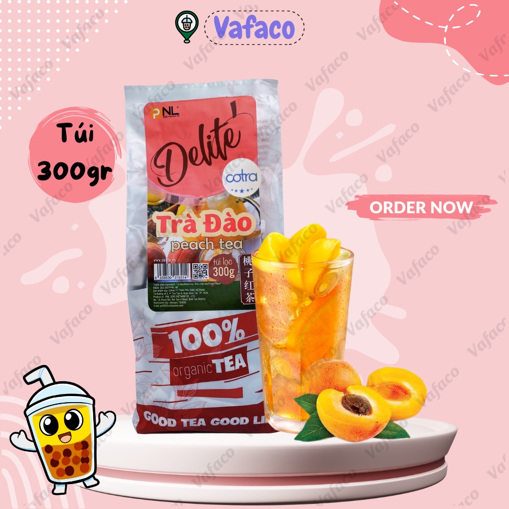 TRÀ ĐÀO TÚI LỌC CAO CẤP DELITE (300g) _ Nguyên liệu trà sữa
