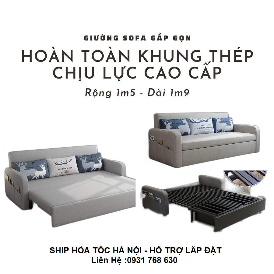 Giường sofa gấp gọn , sofa phường kiêm ghế ngồi , giường sofa cao cấp , giường sofa khung thép chịu lực cao cấp, có ngăn chứa đồ