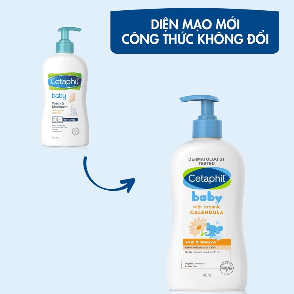 Sữa Tắm Cetaphil Kiêm Dầu Gội Baby Wash & Shampoo With Organic Calendula