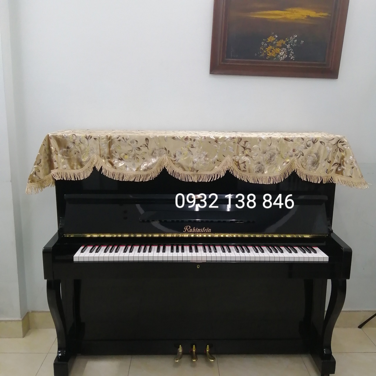 [HCM]KHĂN PHỦ ĐÀN PIANO CƠ ĐẸP CHẤT LƯỢNGGIÁ RẺ  VẢI GẤM HỌA TIẾT HOA HỒNG MÀU VÀNG ĐỒNG