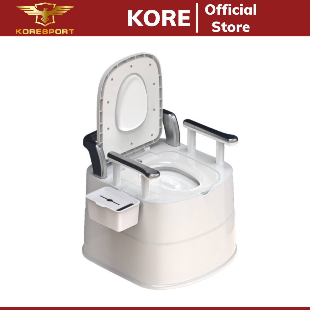 Bồn cầu di động - Toilet di động cho người già, người bệnh, có tay vịn & tựa lưng dùng rất tiện lợi