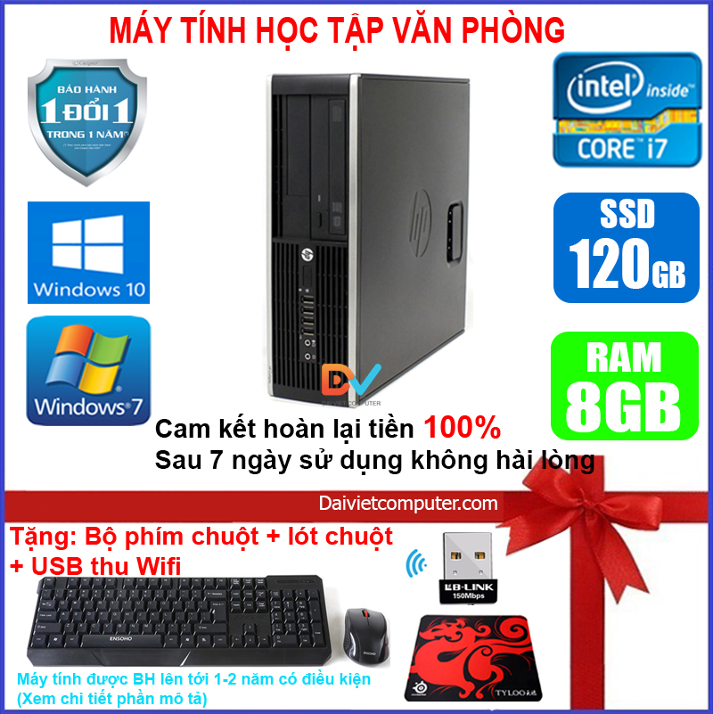[Trả góp 0%]Case máy tính HP Pentium G2010 / i7-3770 / Ram 4GB - 8GB / SSD 120GB - 240GB [QUÀ TẶNG: Bộ phím chuột + USB thu wifi +  bàn di chuột] HPI73 - LDV