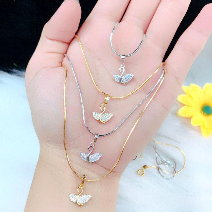 Dây Chuyền Nữ Mạ Vàng 18K hoặc Bạch Kim Hình Chim Thiên Nga - Mẫu 091.03.01 ( 01 dây + 01 mặt ) - Mang Đi Chơi Đi Tiệc Rất Sang
