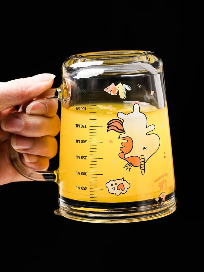 [SIÊU HẠT RẺ] Cốc Thủy Tinh 400ml Pha Sữa Chịu Nhiệt Chia Vạch Có Ống Hút Và Nắp Tiện Lợi Cho Bé