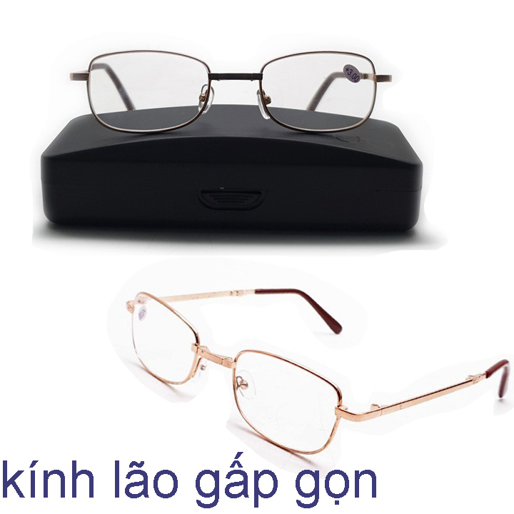 Kính lão viễn thị gấp gọn đọc sách báo cho người cao tuổi gọng kim loại đủ số từ +05 đến + 3.00