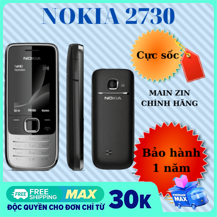 [Miễn phí ship] Điện thoại cổ Nokia 2730 main zin vỏ đẹp, giá rẻ tặng kèm sim 4G tốc độ cao