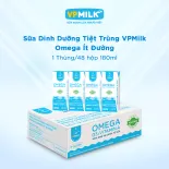 [Thùng 48 hộp 180ml] Sữa Dinh Dưỡng Tiệt Trùng VPMilk Omega ÍT ĐƯỜNG hộp cho bé trên 1 tuổi