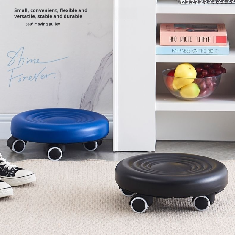 zaqu11 Convenient Low Stool with Wheels for Cleaning and Shoe Changing