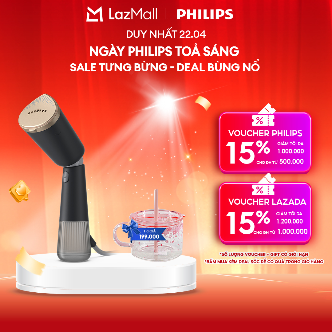 [NGÀY THƯƠNG HIỆU TỎA SÁNG DUY NHẤT 22.04] Bàn Ủi Hơi Nước Cầm Tay Philips STH5030/80 |1400W - Hàng Chính Hãng