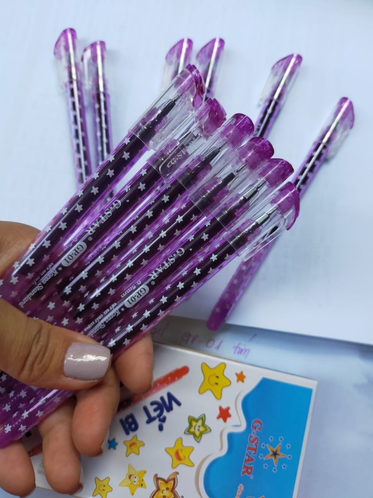 12 CÂY BÚT GEL TÍM/XANH GP-01  DÀNH CHO HỌC SINH CẤP 1, TIỂU HỌC
