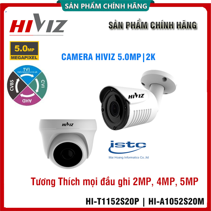 Camera quan sát HIVIZ 5.0mpx | 2.0mpx ( Hỗ trợ đầu ghi 2mp| 4mp | 5mp), hồng ngoại ban đêm thông minh, Góc rộng độ nét cao (Camera Dùng cho đầu ghi Hình)