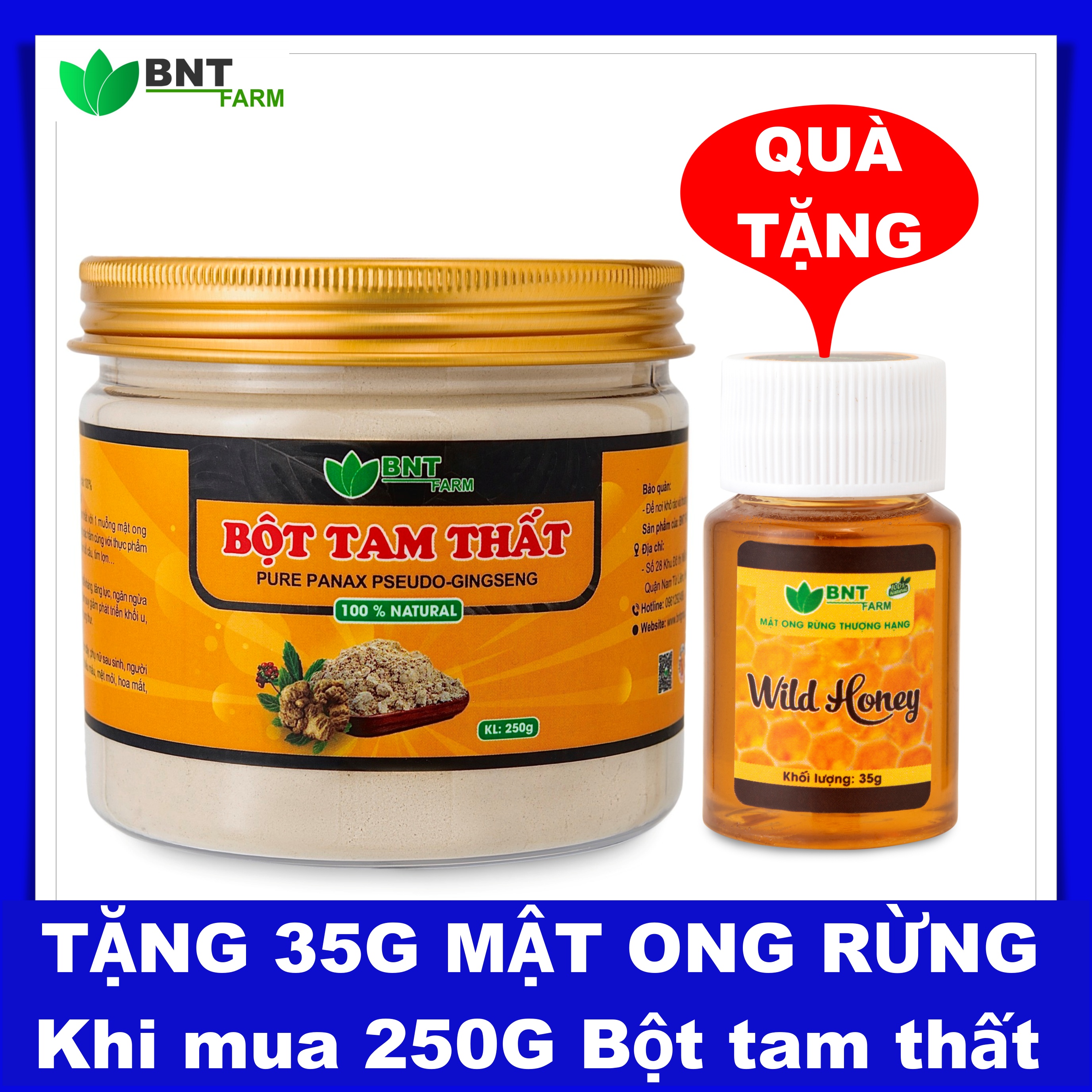 Bột tam thất bắc nguyên chất bnt farm 250g, loại 1, hỗ trợ ung thư,bổ huyết,free ship, kiểm nghiệm đạt chuẩn bộ y tế theo qđ 46/2007/byt