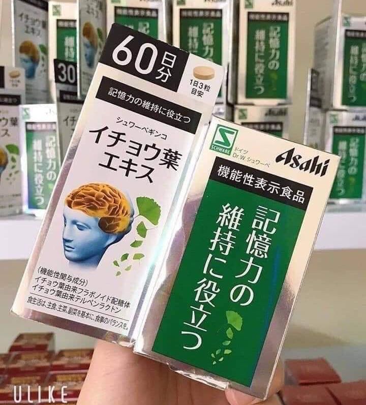 Hoạt Huyết Dưỡng Não Asahi Bổ Não Cao Cấp Ginkgo Biloba Asahi 60 ngày cho người tiền đình Nhật bản