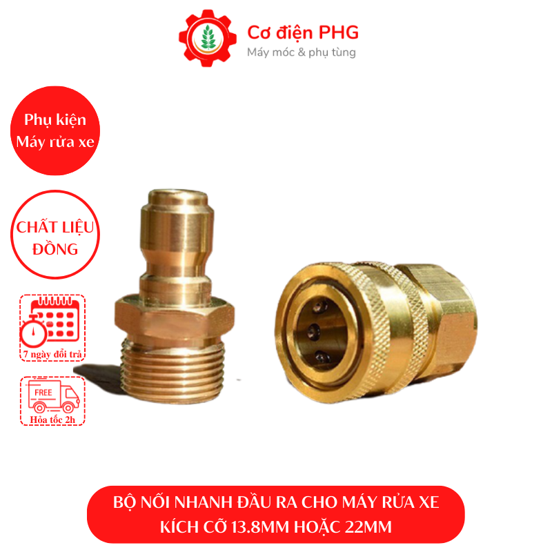 Bộ khớp nối nhanh đầu ra cho máy rửa xe gia đình, máy rửa xe mini| Nối bi | Nối nhanh súng và bình bọt tuyết